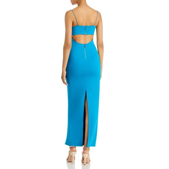 NWT Alice + Olivia Nelle Spaghetti Strap Cut Out Back Maxi Dress in Ocean Blue 6 - Picture 4 of 14